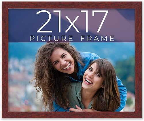 Marco de fotos de madera maciza marrón de 21 x 17 pulgadas de ancho de 0.75 pulgadas Profundidad del marco interior de 0.5 pulgadas Marco de fotos