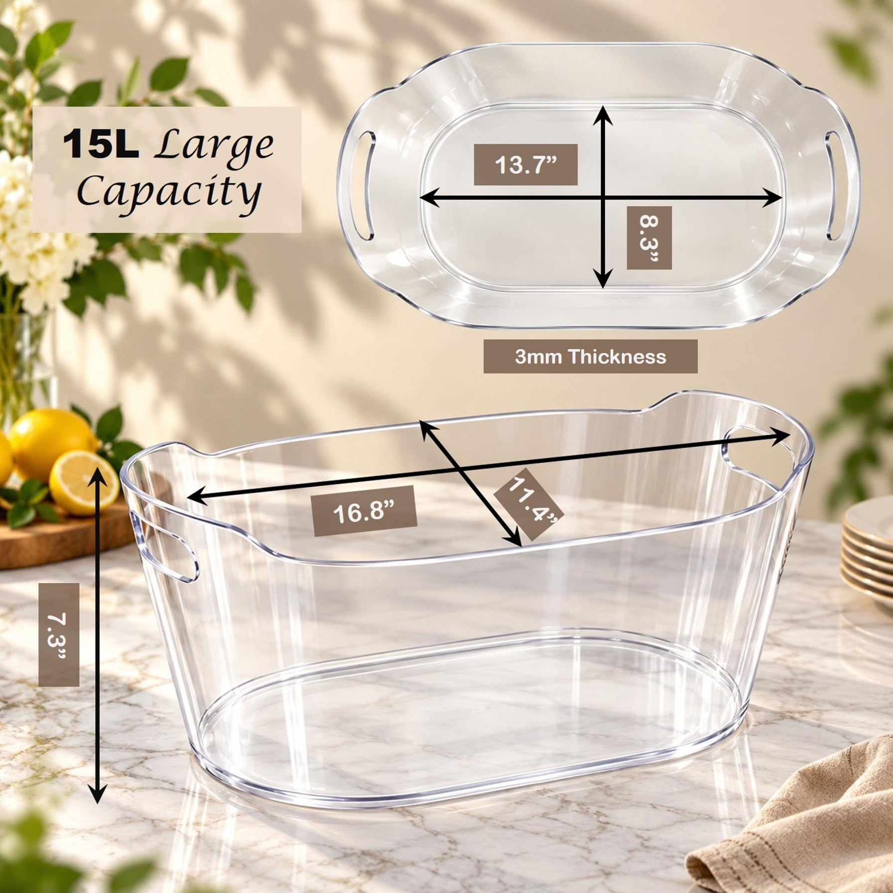 Large Ice Buckets - Party Set with Bottle Opener -6