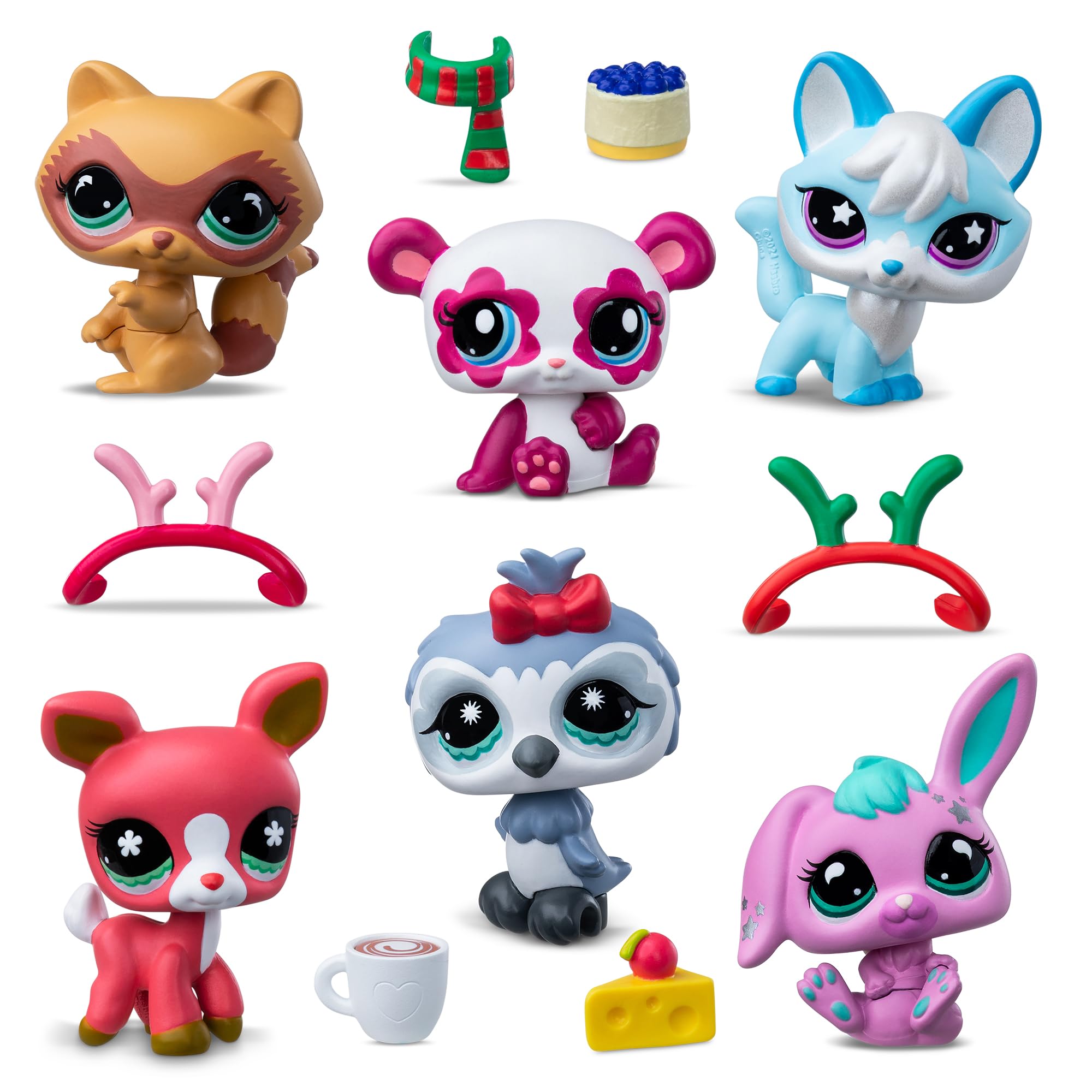 Littlest Pet Shop kalendarz adwentowy dla zwierząt domowych, 8 sklepów dla zwierząt domowych i 16 akcesoriów, kalendarz na Boże Narodzenie, mini figurki ze zwierzętami do kolekcjonowania, zabawki dla