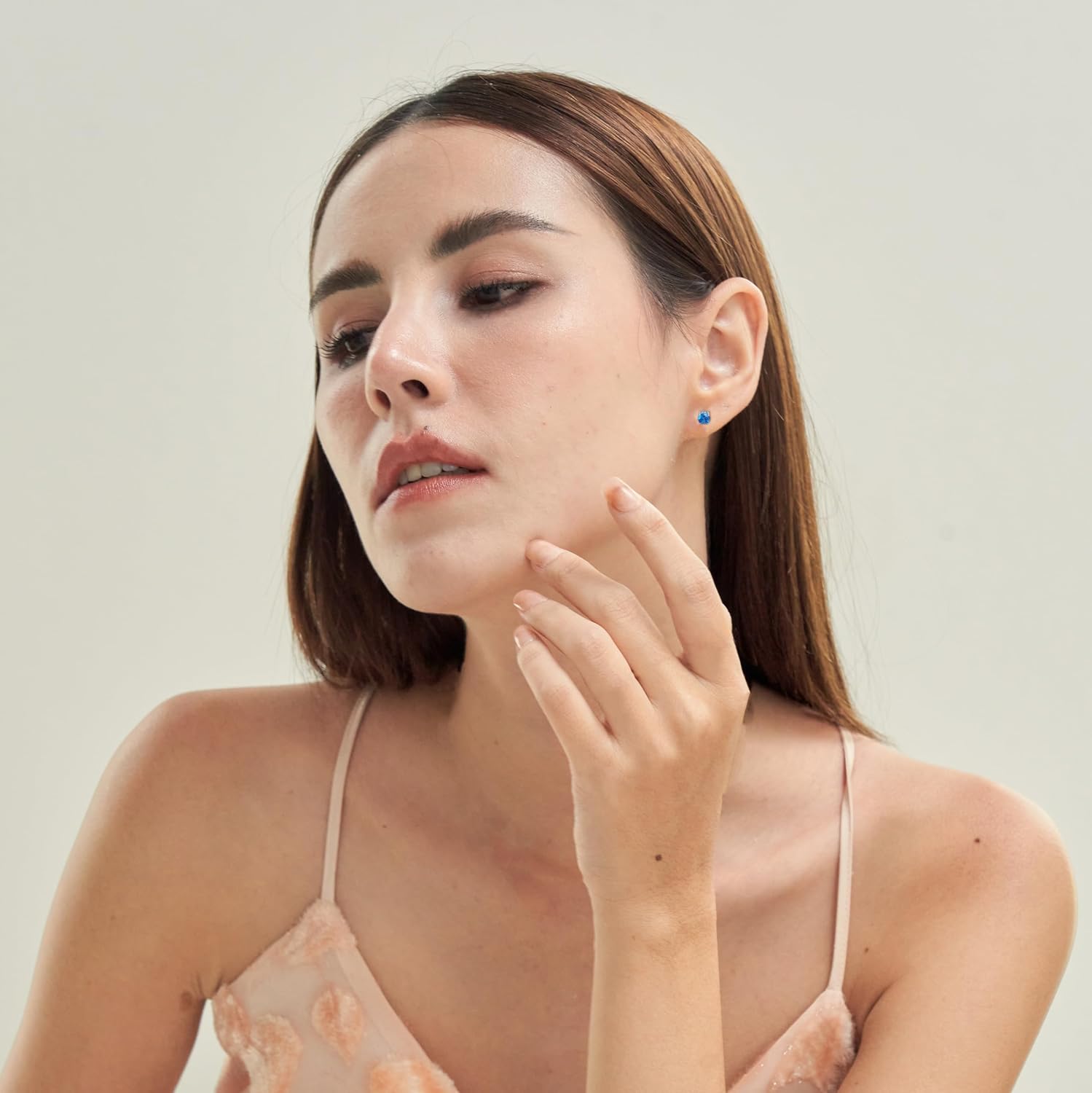 Round Stud Earrings, Cubic Zirconia 5mm Gemstone Earrings for Women, 925 Sterling Silver Earrings with Solitaire Prongs, 0.12” - Image 6