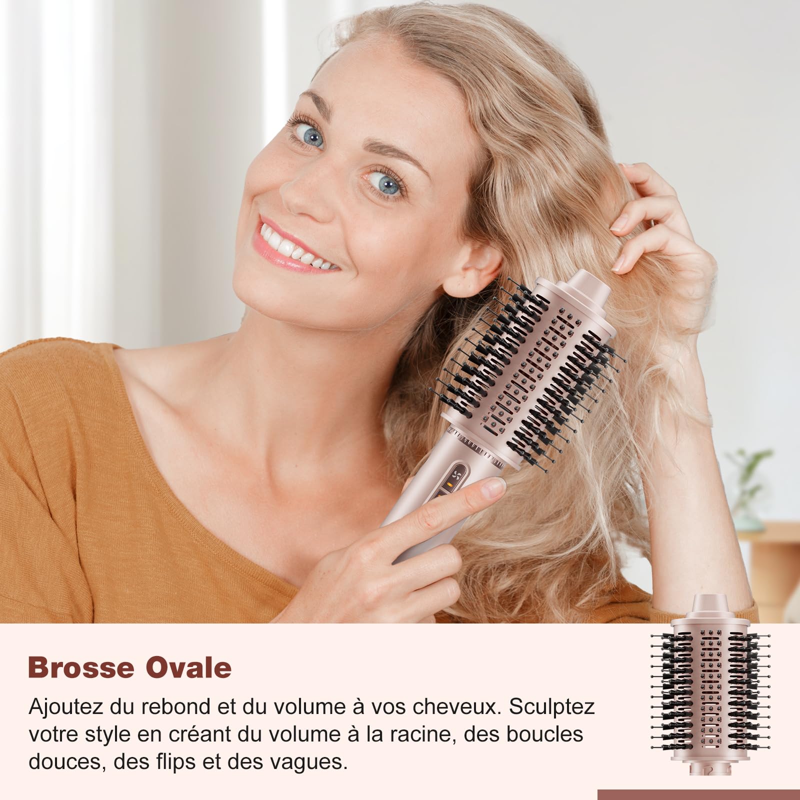 7MAGIC 7 en 1 Air Styler, Sèche-cheveux Ionique, Brosse Soufflante, Lisseur, Fer à Friser Automatique, Ensemble de Coiffure Multifonction Professionnel, sans Dommage Thermiqu, avec Boîte de Voyage