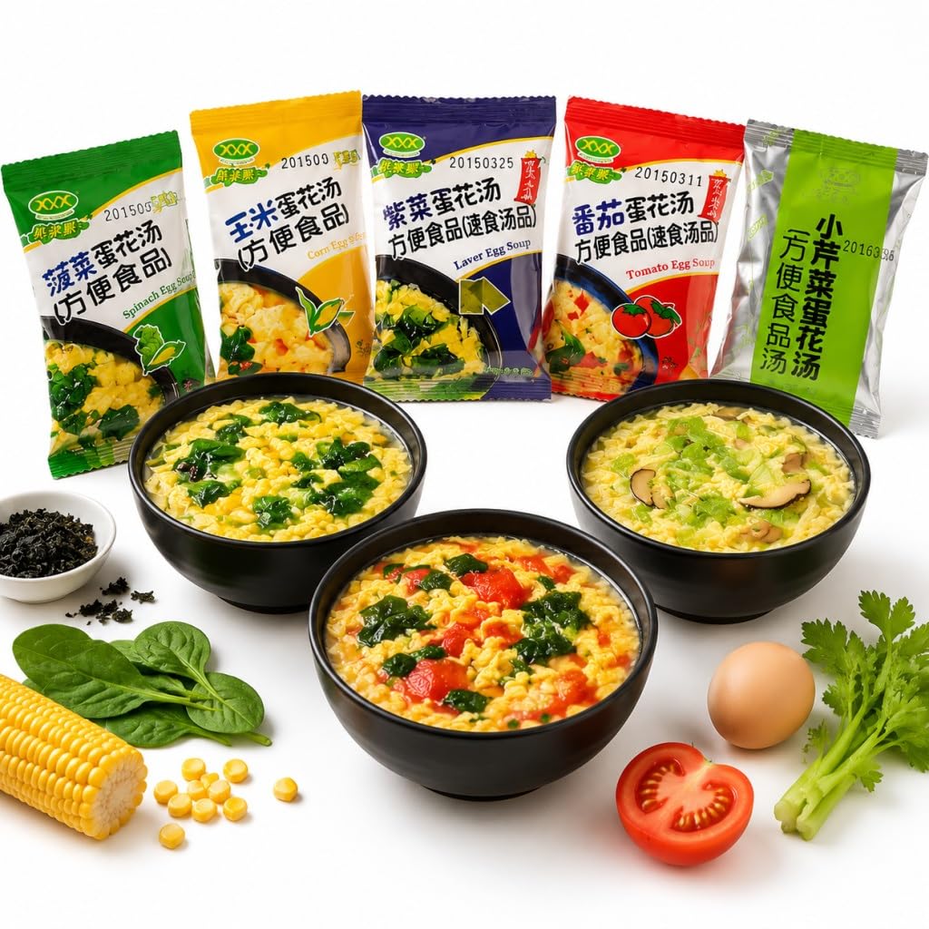 Paquete De 8gx50 Mezcla Sopa Instantánea, 5 Sabores, Verduras Liofilizada, Preparación Fácil For Llevar