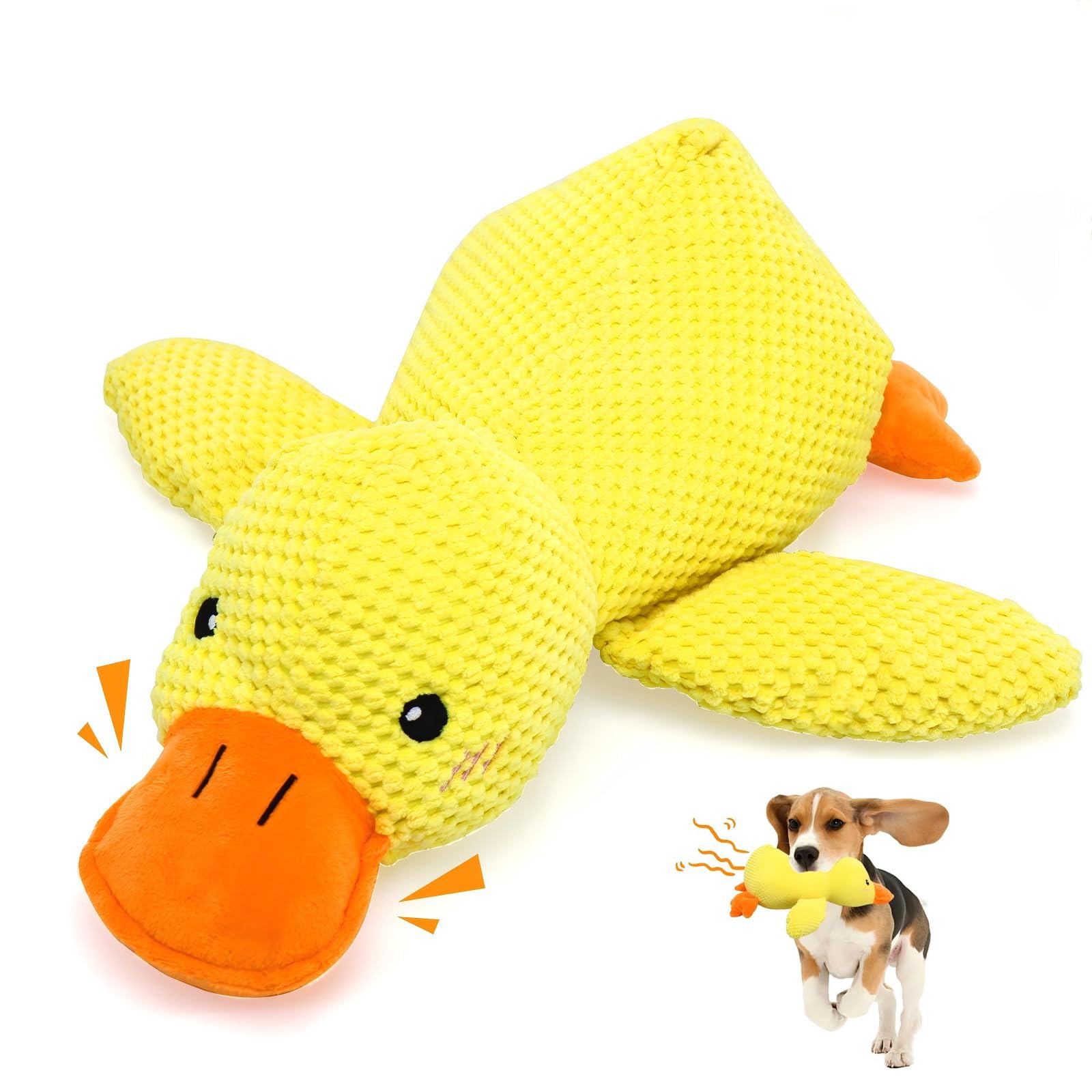 Jouet pour Chien en Peluche Canard Couineur, Jouet Anti-Stress Doux et Résistant pour Chiots et Chiens Petits, Moyens et Grands, 30 cm