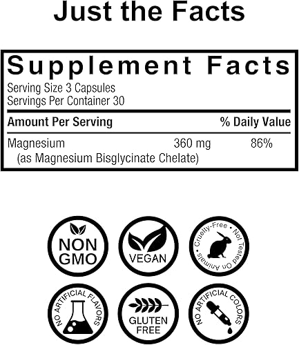 Miniatura 3 de Nature's Answer Glicinato de magnesio 360 mg, 90 cápsulas vegetales Quelato de glicinato de magnesio altamente absorbible para apoyo muscular,