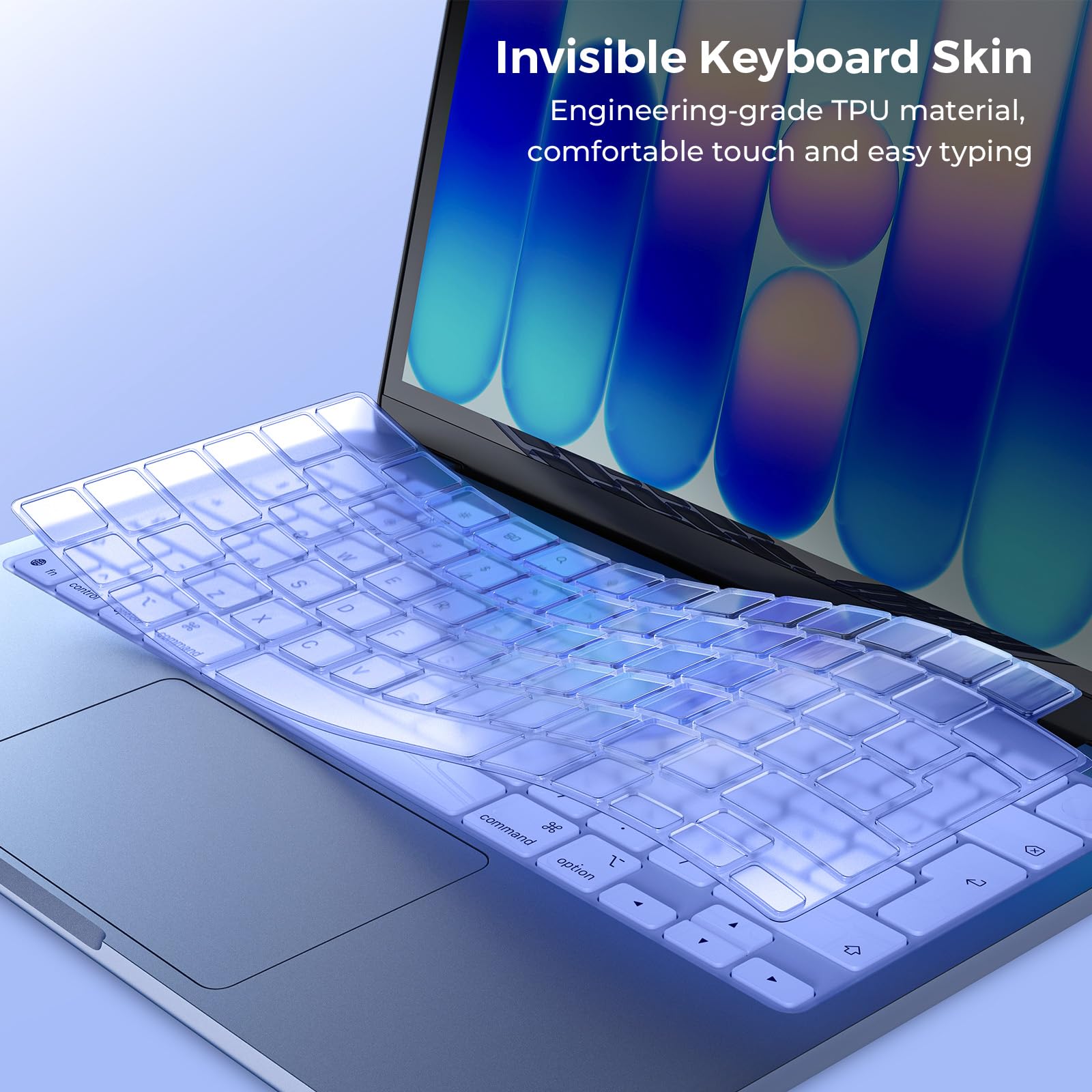 EooCoo Ultrafino Protector de Teclado Compatible con MacBook Neo de 13 Pulgadas (2026), Chip A3404 A18 Pro [Color Oficial 100% Idéntico], Diseño EU con Reposamanos y Protector de Trackpad - Índigo