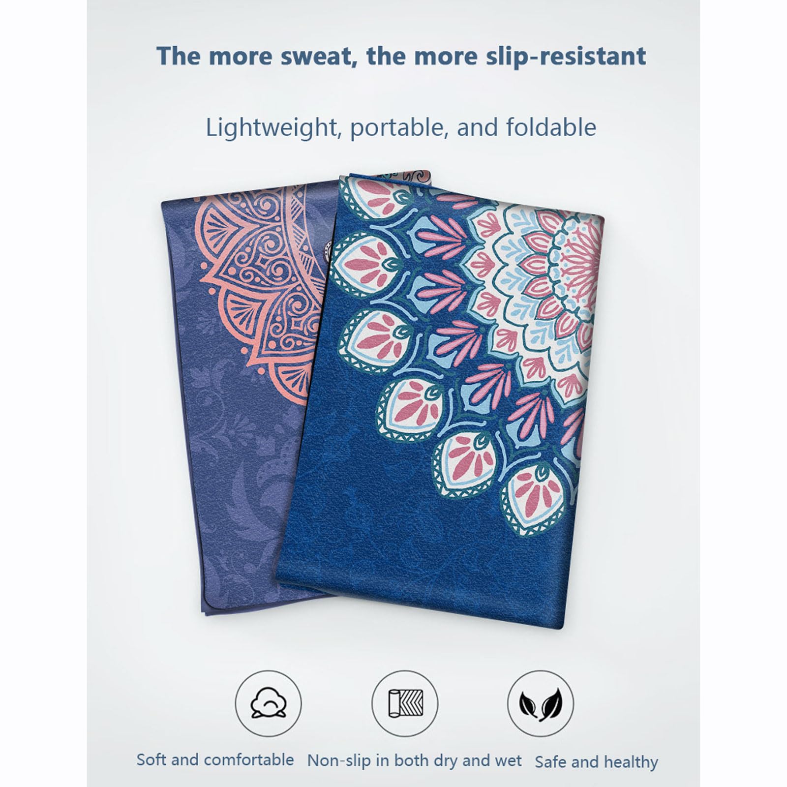 Hot Yoga Handtuch 183*68*0.15cm Fitness Handtuch rutschfest Schnelltrocknendes hygienische Auflage für Yogamatte Leicht & Faltbar Fitness Handtuch für Pilates Hot Yoga Picknick im Freien