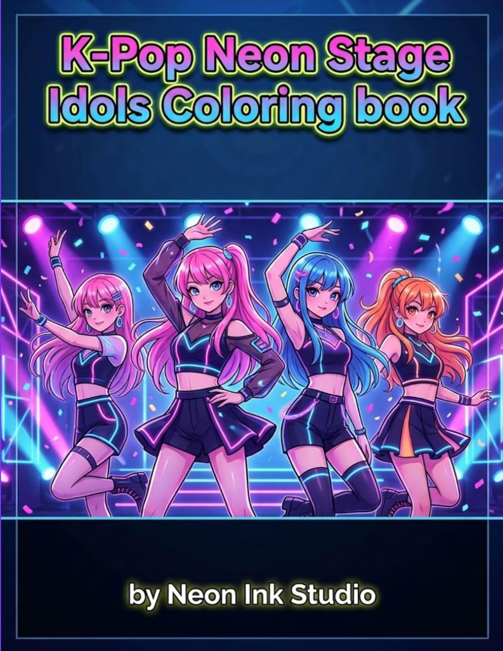 K-Pop Neon Stage Idols Coloring Book
