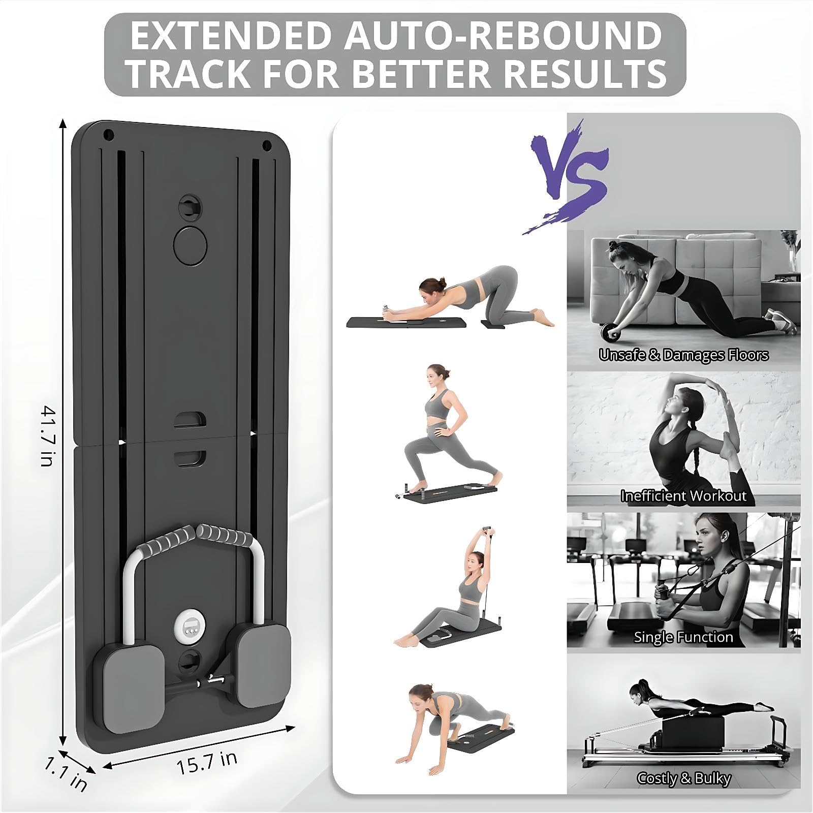 Machine Pilates Reformer 5 En 1 Pliable - Planche Abdominale Avec Roue Et Résistance Ajustable
