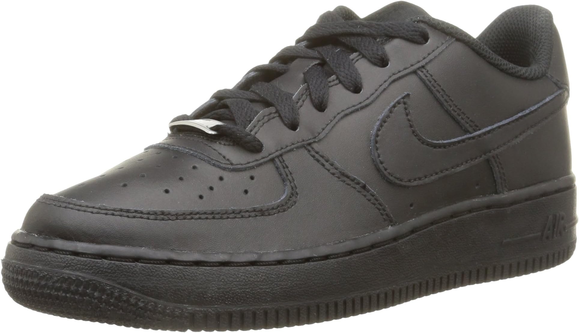 Nike AIR Force 1 (GS) Boys Basketball-Shoes 314192-009_7Y - Black/Black-Black