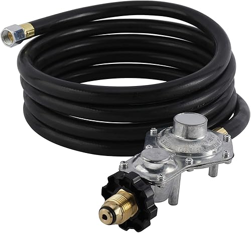 Miniatura 5 de Artilife Manguera reguladora de propano de dos etapas de 10 pies con conexión POL estándar x 3/8 pulgadas hembra para RV, parrilla, generador de