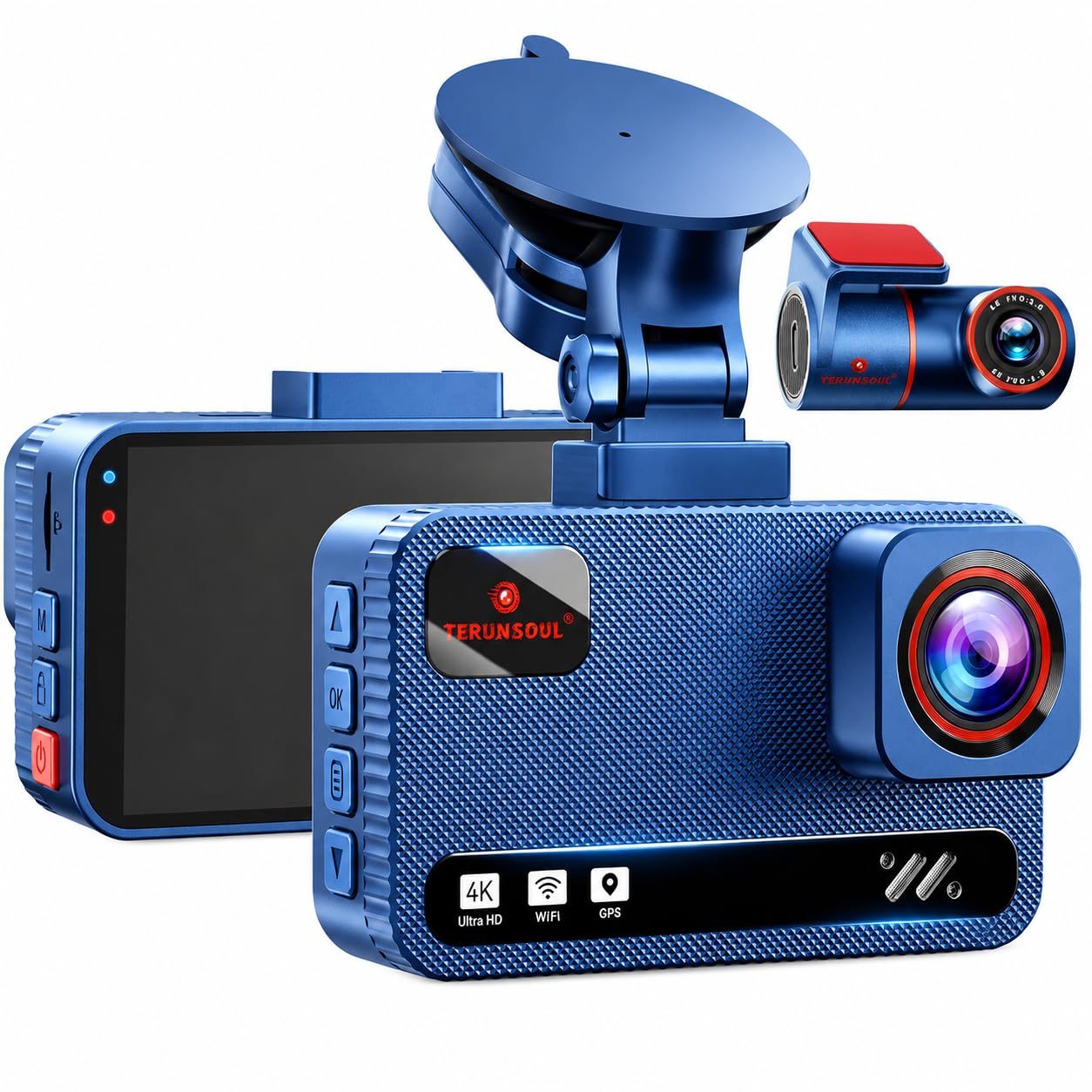 NDO Dash Cam anteriore e posteriore, doppia fotocamera 4K per auto, scheda da 128 GB inclusa