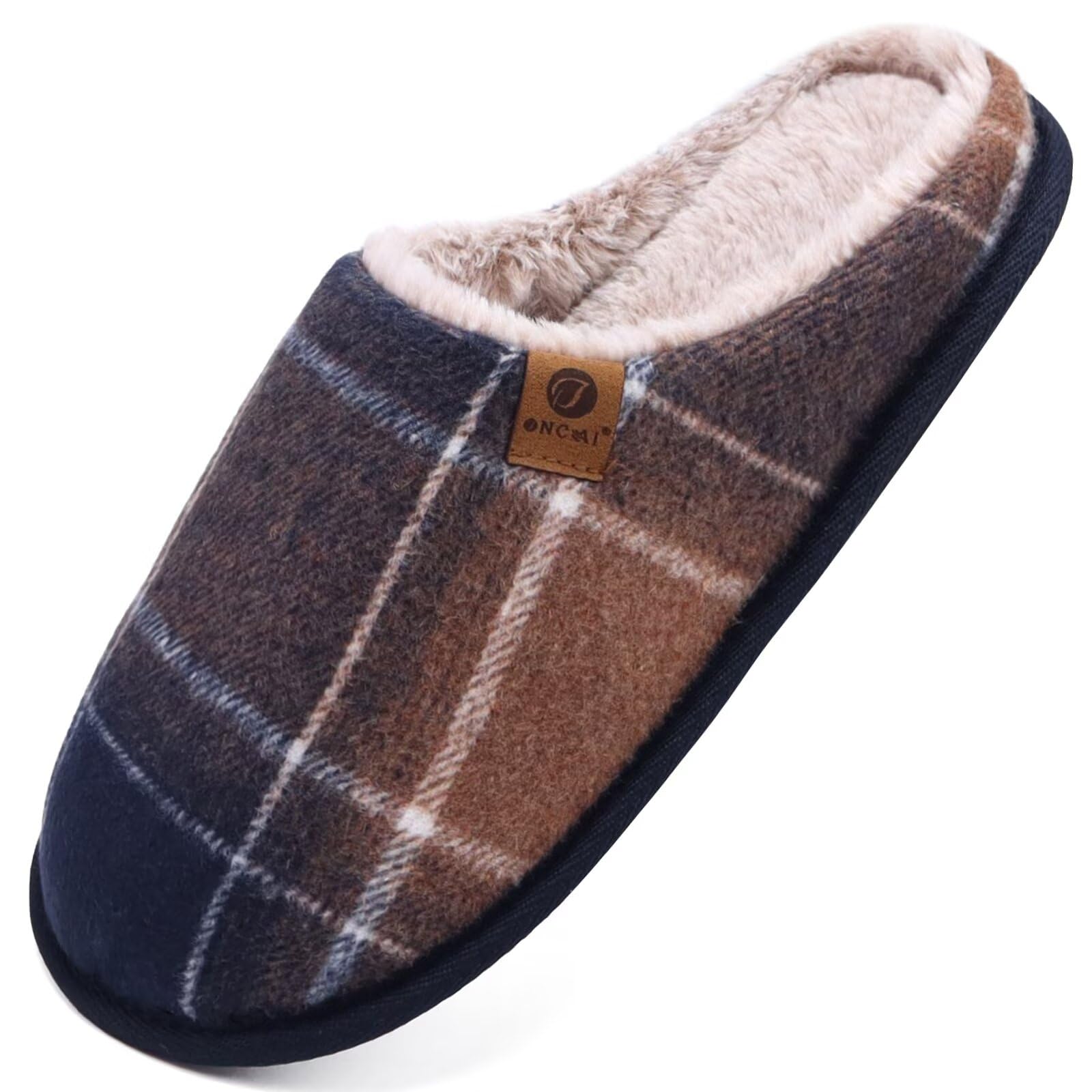 ONCAI Pantofole da Uomo Invernali, Comoda Memory Foam Calde Scarpe da Casa in Lana Con Suola Antiscivolo Taglia 40-49 EU