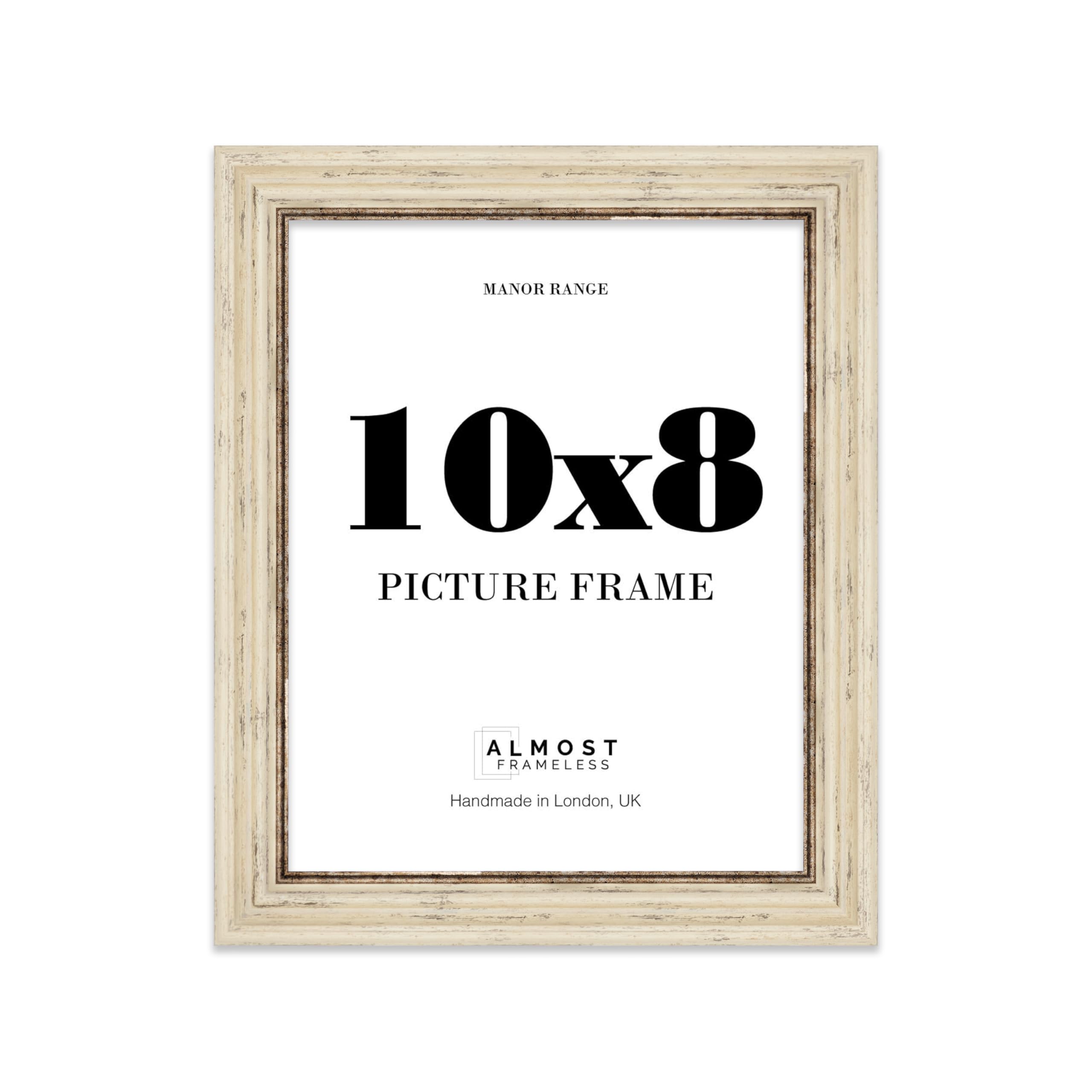 10x8 Picture Frame, Display 10x8 Pictures (20.3 x 25.4cm) - Distressed Cream Refined 42mm Edge Antique-Inspired Home Accessories - 1 Pack