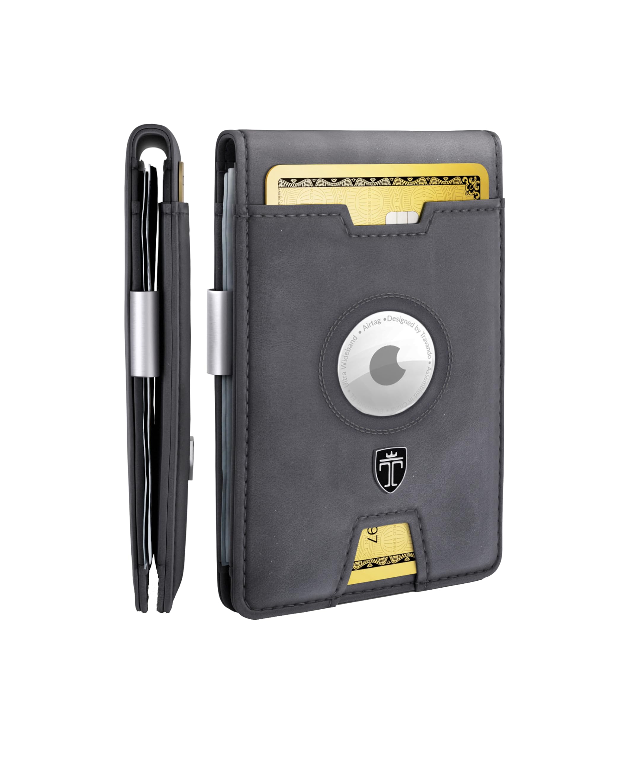 TRAVANDO, Schlanke Herren-Geldbörse mit Geldklammer, RFID-blockierend, Kreditkartenetui für Herren, mit Geschenkbox