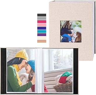 Ywlake Photo Album 4x6 100 Pockets 2 Packs, Small Mini Capacity Linen Photo Album Bulk Sets, Each Pack Holds 100 Top Loader Vertical Only Picture for Kids Boy Girls Beige