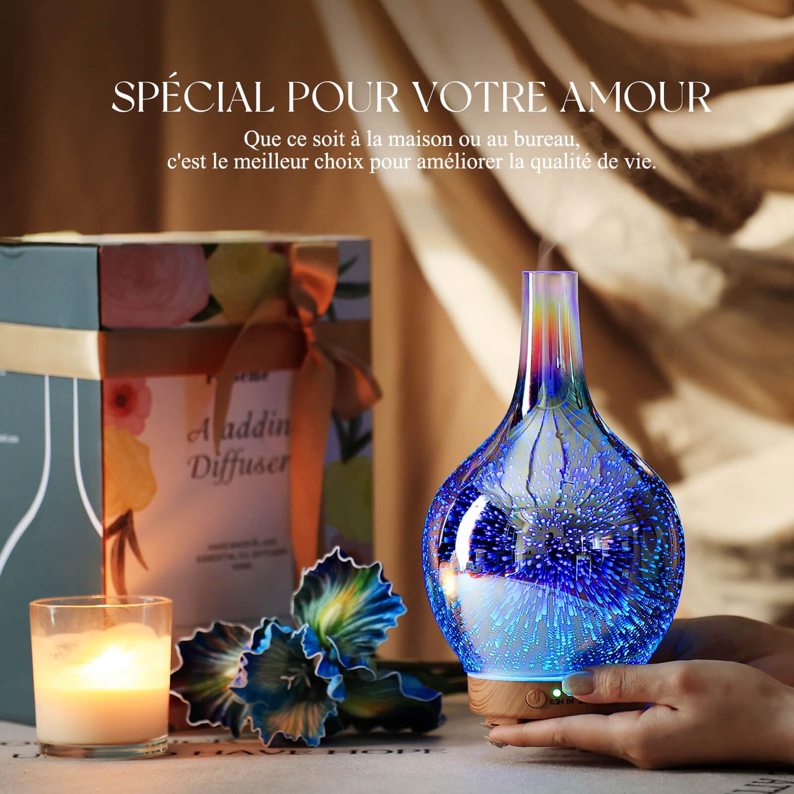 Porseme Verre Diffuseur Huiles Essentielles 150ml,Electrique Ultrasonique