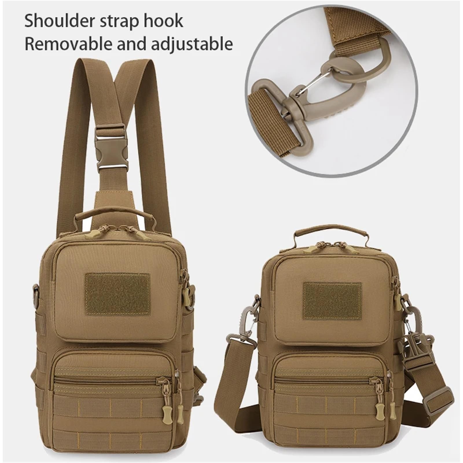 Borsa a tracolla da uomo, borsa da trekking mimetica, tasche multiple, borsa a tracolla laterale posteriore, zaino