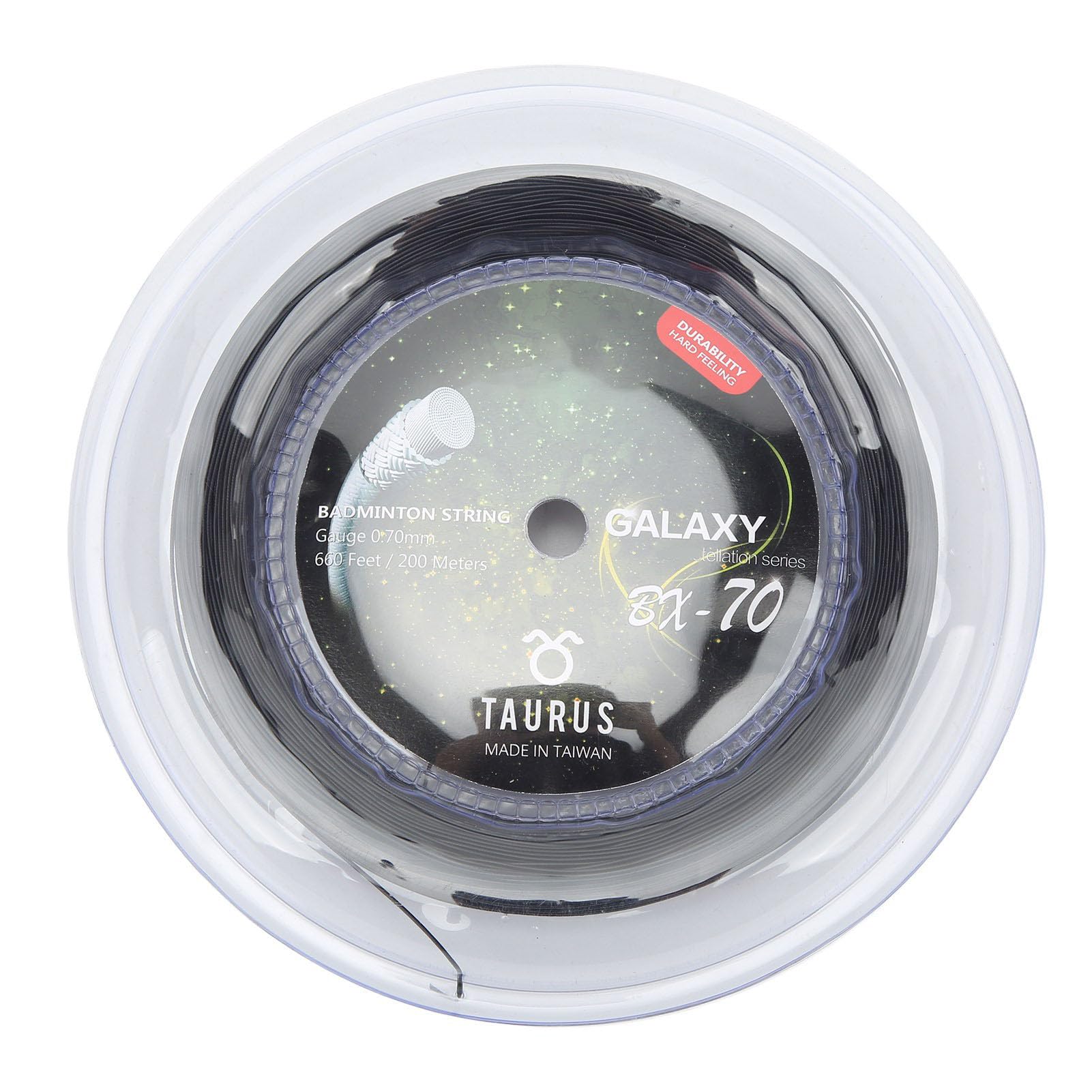 Corde de Raquette de Badminton Professionnelle, Pièces de Rechange de Bobine de 0.7mm, 200m, Couleur Vive à Haute élasticité (Black)