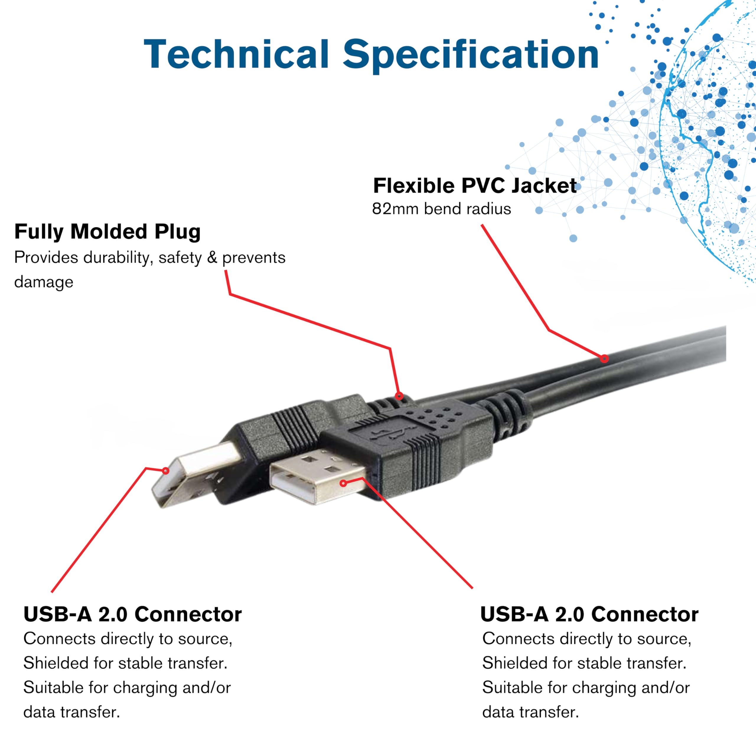 C2G 81574 Cavo USB 2.0 A Maschio - A Maschio 1 Metro - Alta Velocità 480 Mbps, Schermato, Nero