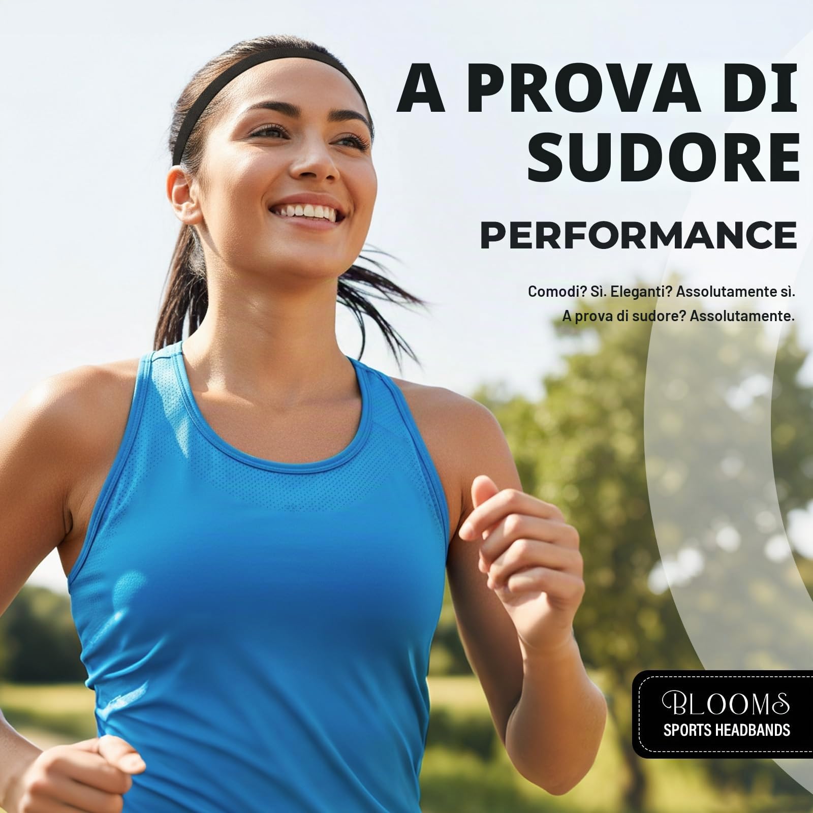 Blooms 6 Pezzi Fascia Capelli Sportiva - Fascetta Capelli Uomo Antiscivolo Sottile Cerchietto Elastico Sport per Yoga, Calcio, Basket, Fare Jogging, Tennis
