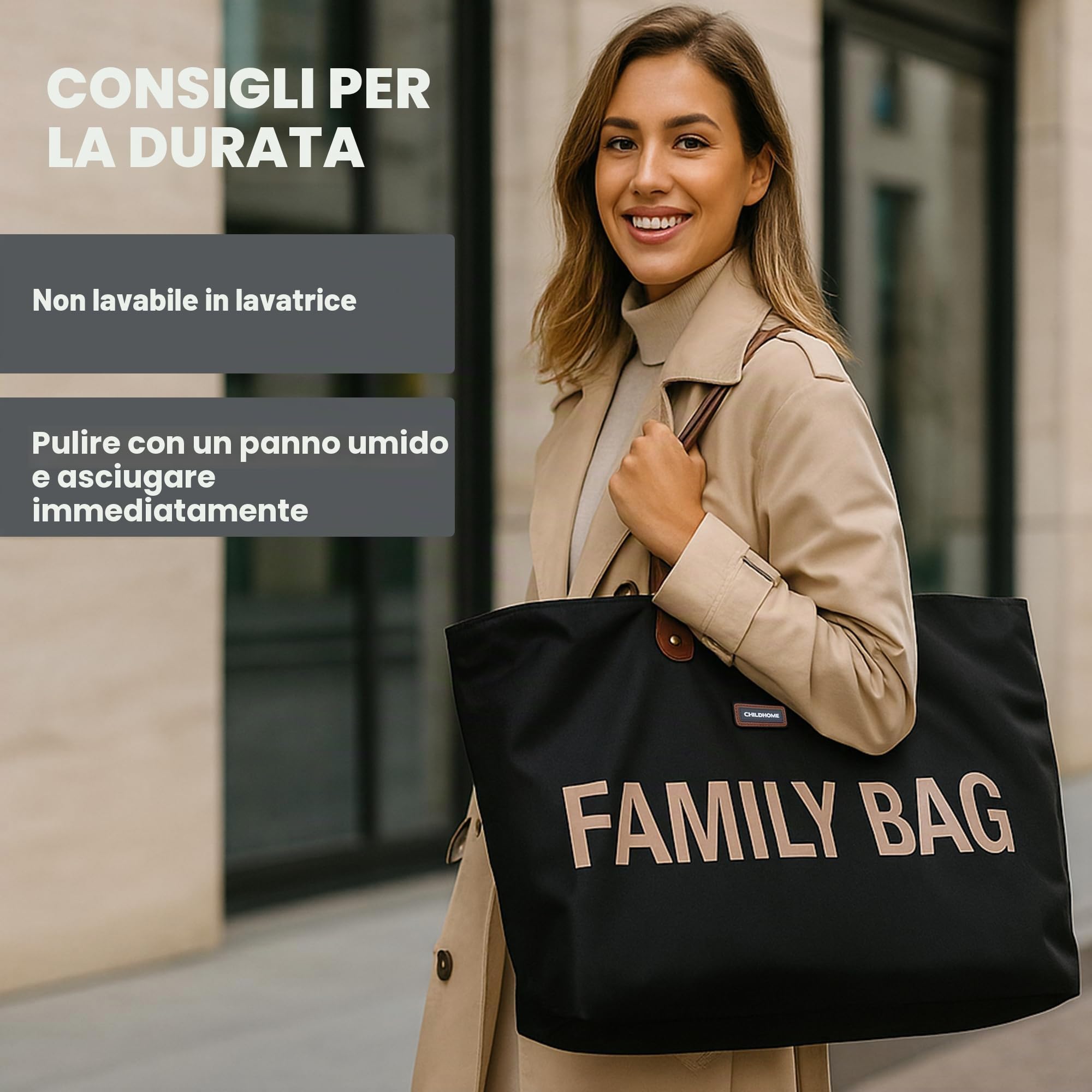 CHILDHOME Family Bag Borsa Fasciatoio Borsa da Viaggio Weekend Grande Capacità Nero e Oro