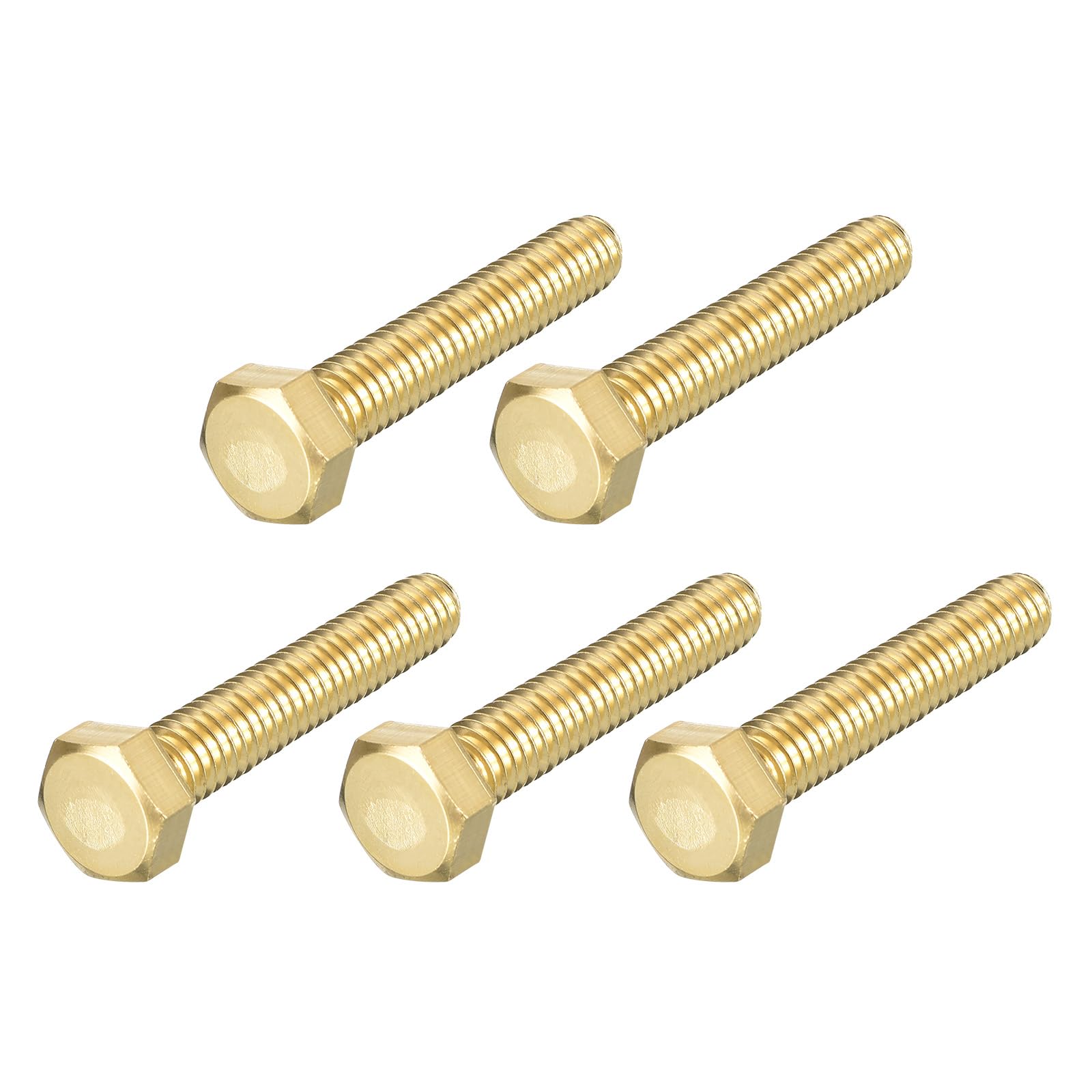 METALLIXITY Hex Head Screw Bolt (5/16-18x1-3/4") 5Pcs, Brass Fully Threaded Solid Brass Hex Bolts Machine Screws - for Machinery Repair