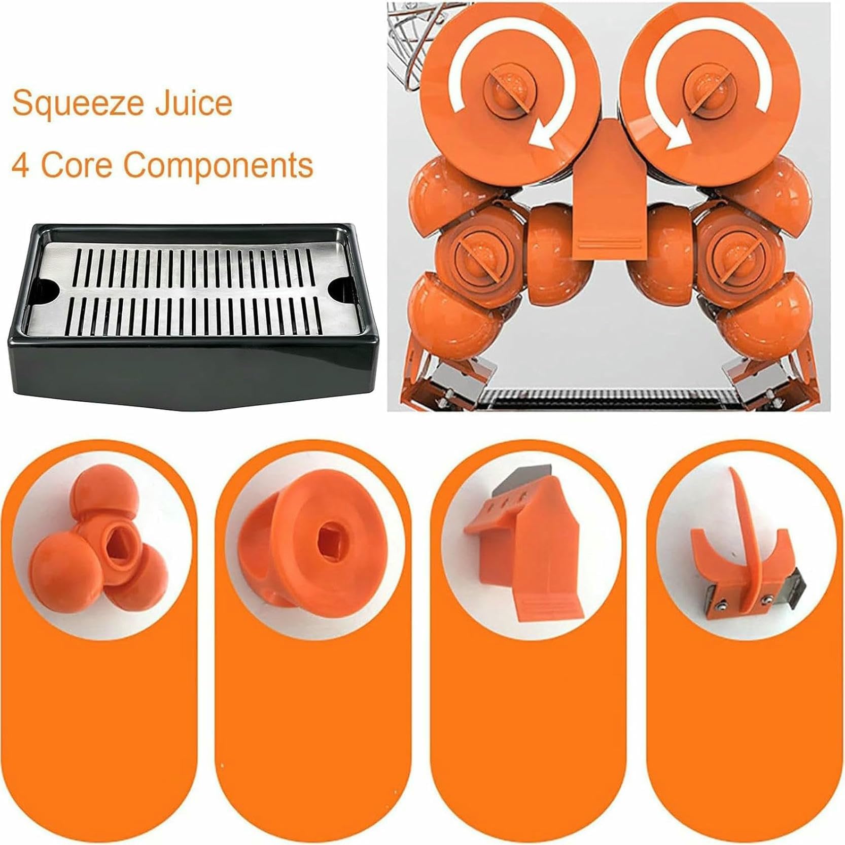 Exprimidor de cítricos eléctrico de 120 W, máquina exprimidora automática comercial, 20 naranjas/min, tasa de extracción de jugo superior al 55%, naranja industrial