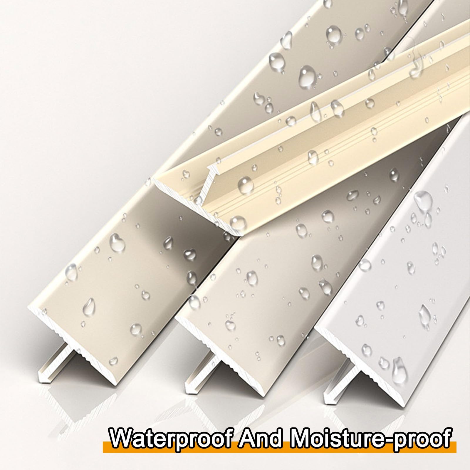 Aluminiowy profil T Trat, 100 cm, 3 sztuki, separator progowy podłogowy i listwa wykończeniowa, do drewna i płytek (biały, 15,0 mm)