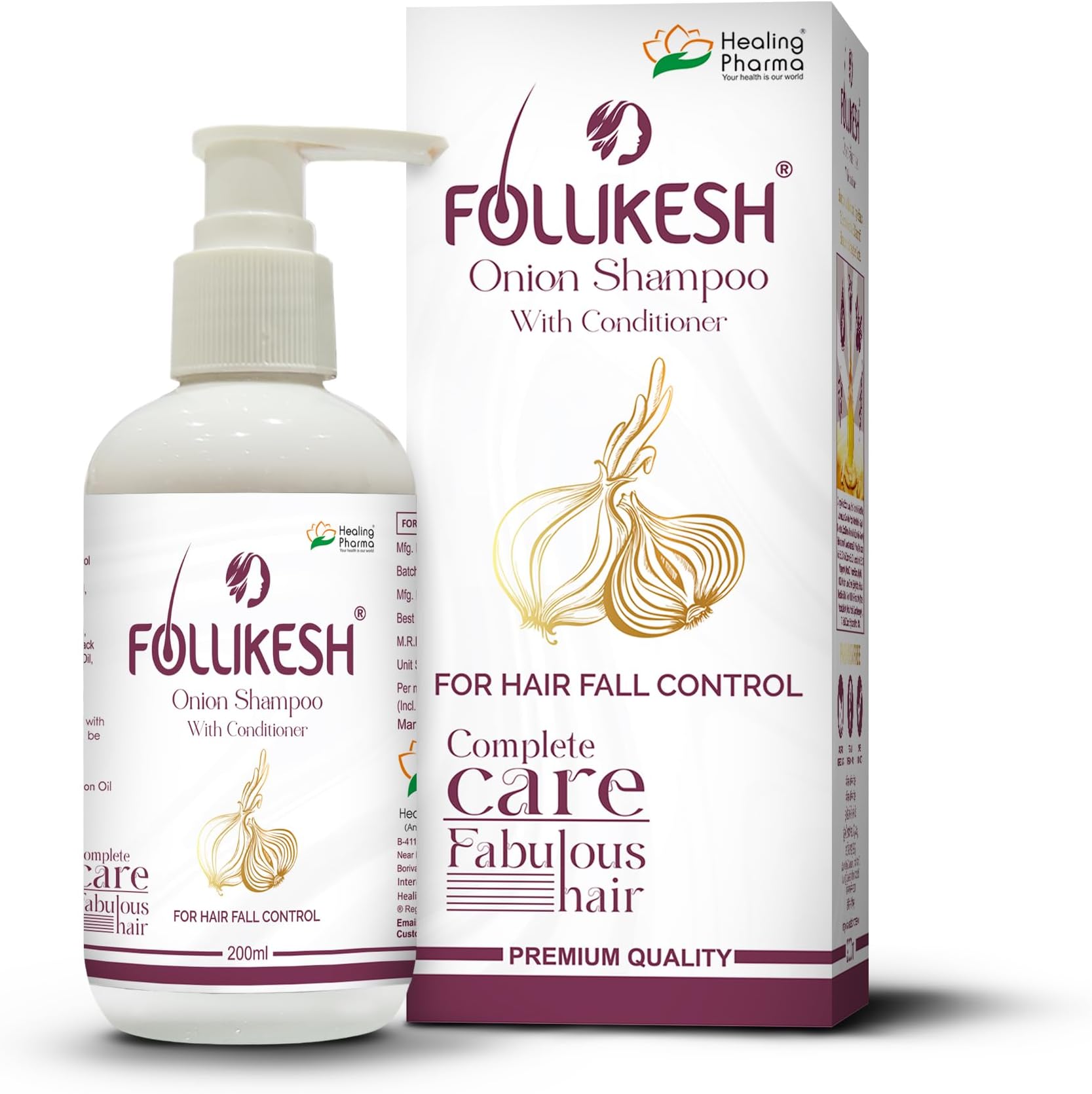 Onion Shampoo for Hair Fall Control and Hair Growth, Control Dandruff with Onion Hair Shampoo for Women & Men - 200ml