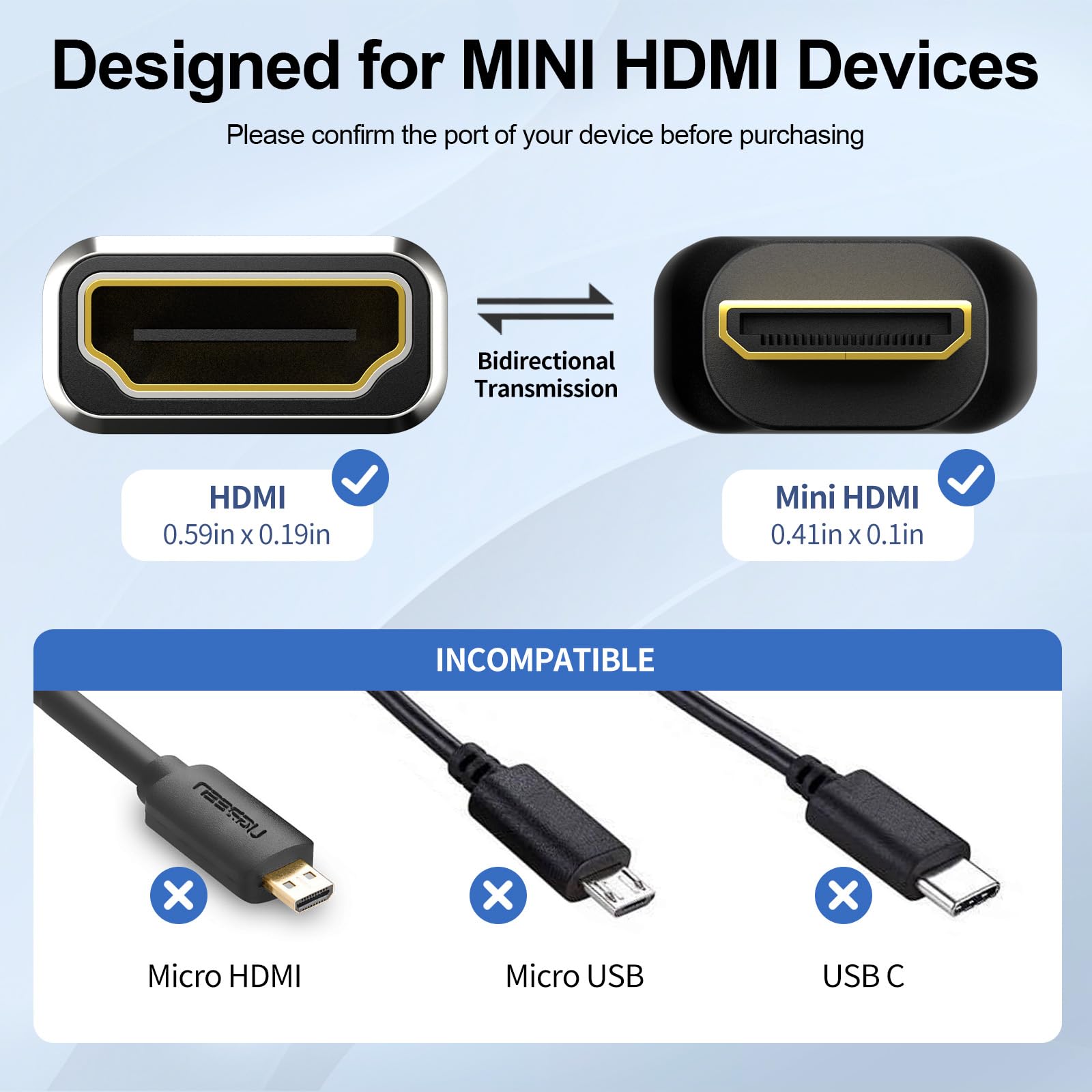 JHAOUS Adattatore da Mini HDMI a HDMI, 8K a 60Hz, 4K a 144Hz, 2K @ 240Hz femmina a mini HDMI maschio, compatibile con DSLR, videocamera, Raspberry Pi Zero W, laptop, tablet, HDTV, proiettore, monitor