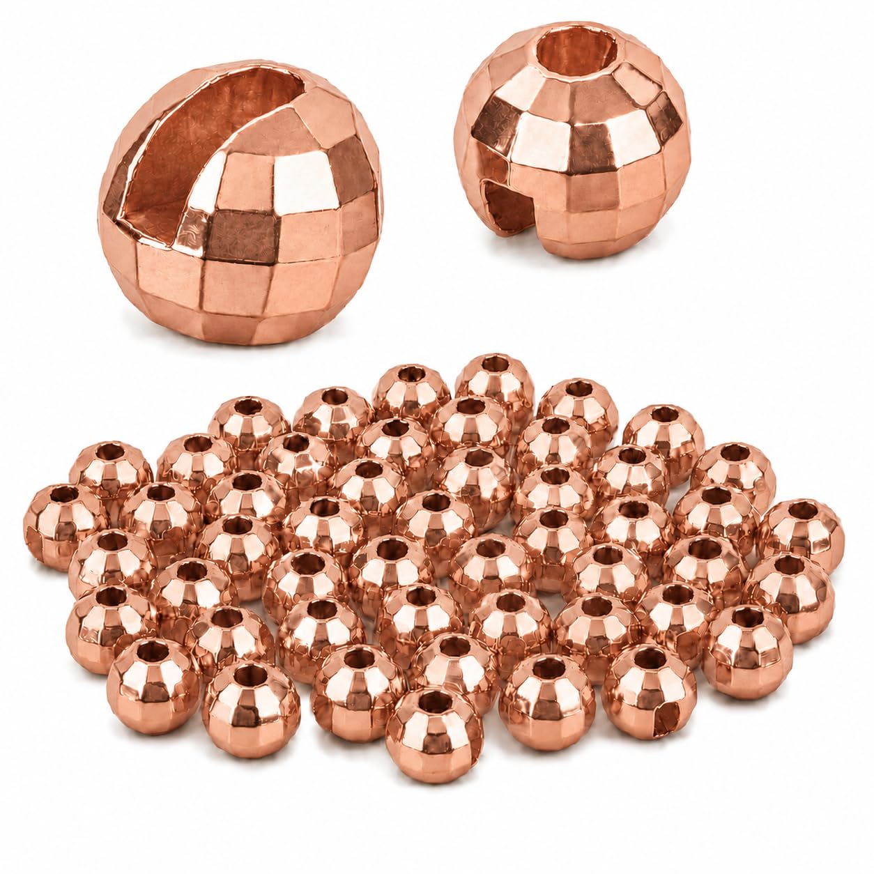 Tungsten Faceted Slotted Beads for Fly Tying - 50PCS Fast Sinking Tungsten