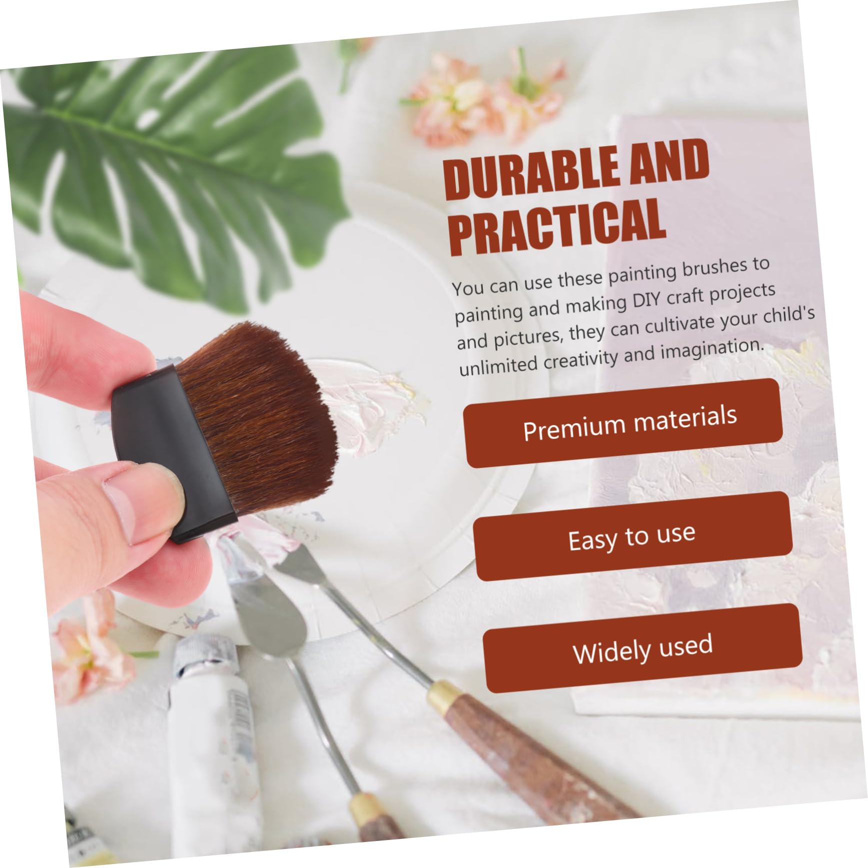 SEWACC 50 Pièces Mini Brosse Pinceau de Peinture Artistique Pinceau Plat Pinceau Sumi balayette Control Pinceau Blush Pinceau Aquarelle portatif Pinceau d'artiste Multifonction Bois Black