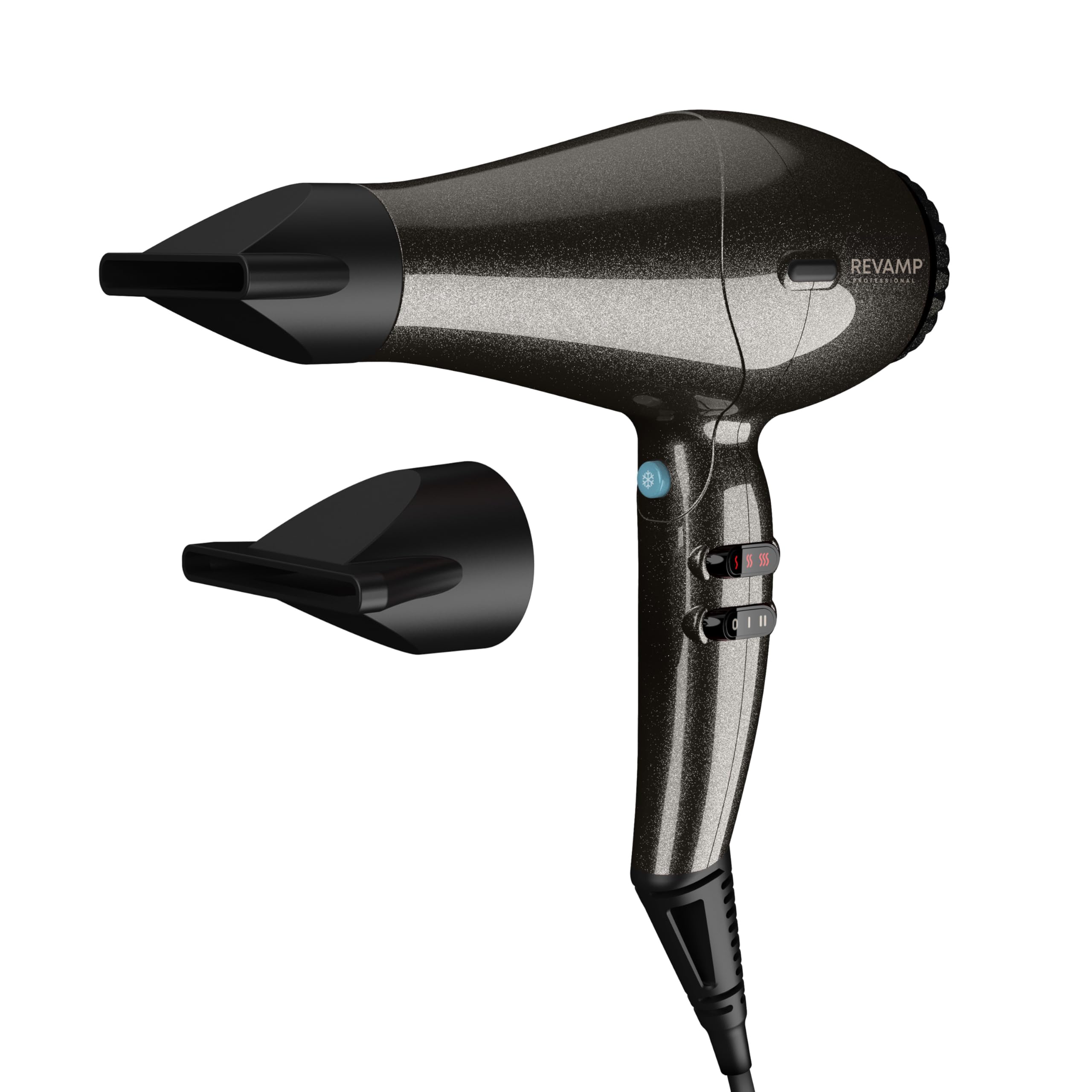REVAMP Featherlite Ultra X Shine Secador de Pelo Iónico - Motor AC | Alto Par, Flujo de Aire Potente, Secado Rápido, Ligero, Ajuste en Frío, 2 Accesorios