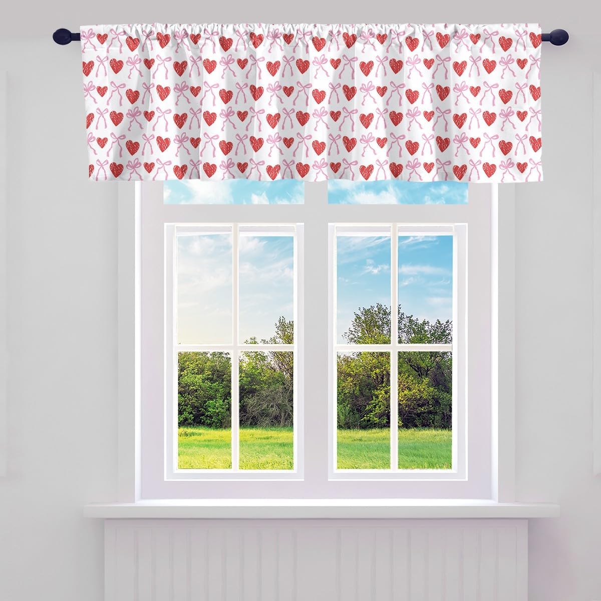 jejeloiu Pixel Game Valance Curtains for Living Room Bedroom Bathroom Green Brown Camo Kitchen Valances, Cartoon Window Treatment, 1 Panel 52"x18"