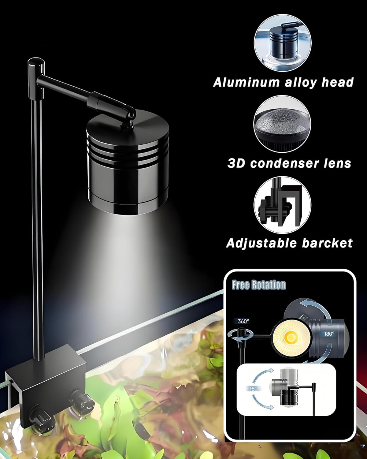 3 Gallon Fish Nano Glass Aquarium with Two Filters, Black