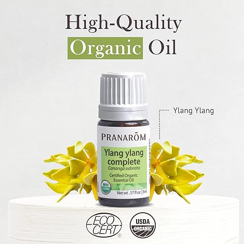 Miniatura 3 de Pranarom Aceite esencial de Ylang Ylang orgánico certificado por USDA (0.2 onzas líquidas), 100% puro de grado terapéutico sin diluir de Madagascar