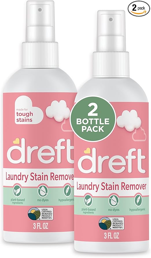 Dreft Stain Remover for Baby Clothes and Hypoallergenic Baby Stain Remover Spray, Travel Size Stain Treater, 3 Fl Oz ( Pack of 2)