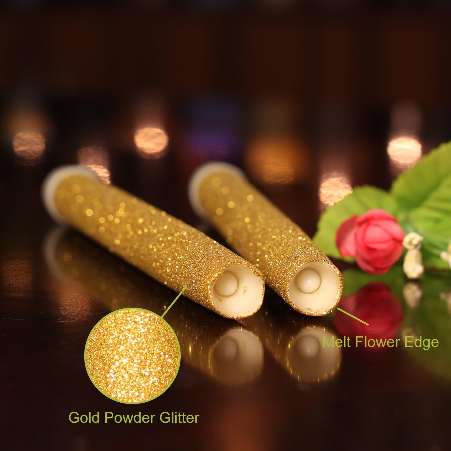 Bеѕt Cуbеr Dеаlѕ 🔥 Pack 6 Flamlesss Led Taper Candles,12 Inch Battery Operated Candle with Timer, Gold Glitter for Christmas and Halloween Decoration
