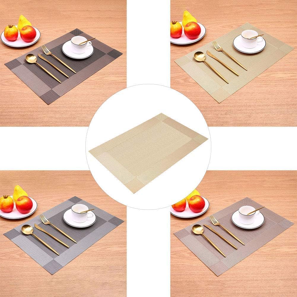 MIFANI Mantel Individual PVC Mantel Individual Occidental Marco de Fotos Estilo Europeo Mantel de Mesa Posavasos Almohadilla de Aislamiento Almohadilla de vajilla (Oro) (Color : Khaki)