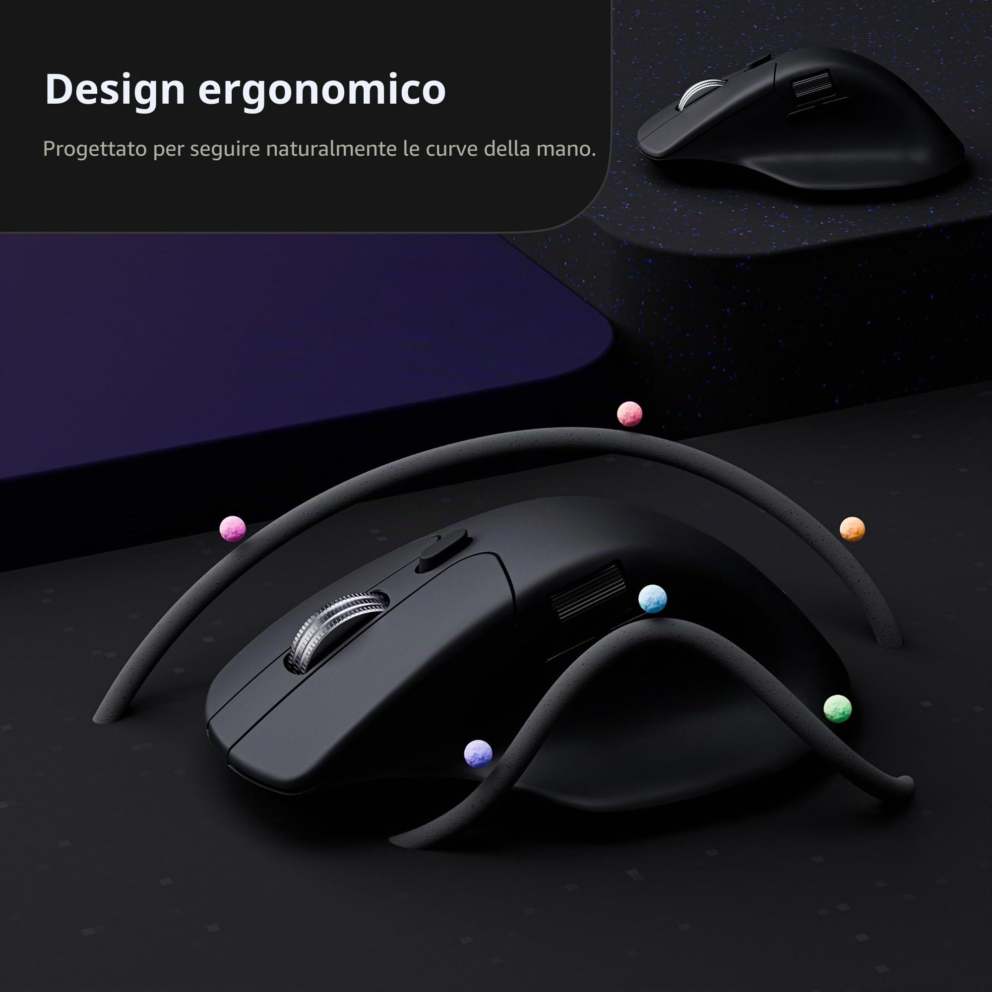 Keychron Mouse da gioco wireless M6 8K, 2.4G/Bluetooth/Wired, sensore PixArt 3950, polling 8000Hz, clic silenziosi, 5 profili di memoria integrati per Plug & Play, programmabile per Mac/Win/Linux