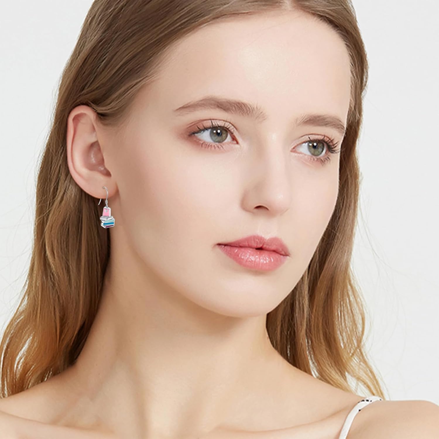 YFN Book Lovers Gifts Earrings Sterling Silver Book Dangle Drop Earrings Women Book Jewelry for Reading Lovers Gifts