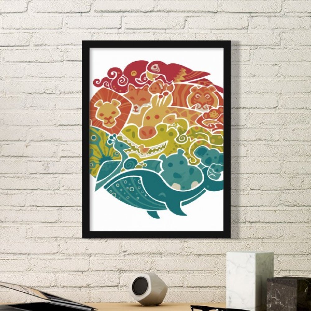 Peinture poisson bleu ocean résumé DIYthinker, cadre noir pour sublimer l'ambiance de votre salon