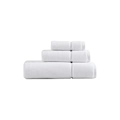 Vera Wang - Bath Towels Highly Absorbent Super Soft Bathroom Essentials Oeko-Tex Certified Modern Lux White 3-Piece