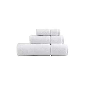 Vera Wang - Bath Towels Highly Absorbent Super Soft Bathroom Essentials Oeko-Tex Certified Modern Lux White 3-Piece