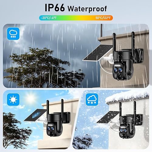 Miniatura 6 de Cámara de seguridad solar inalámbrica 8X Zoom 4K para exteriores, WiFi de 5 GHz2.4 GHz, cámara PTZ de 360  para el hogar con doble lente,