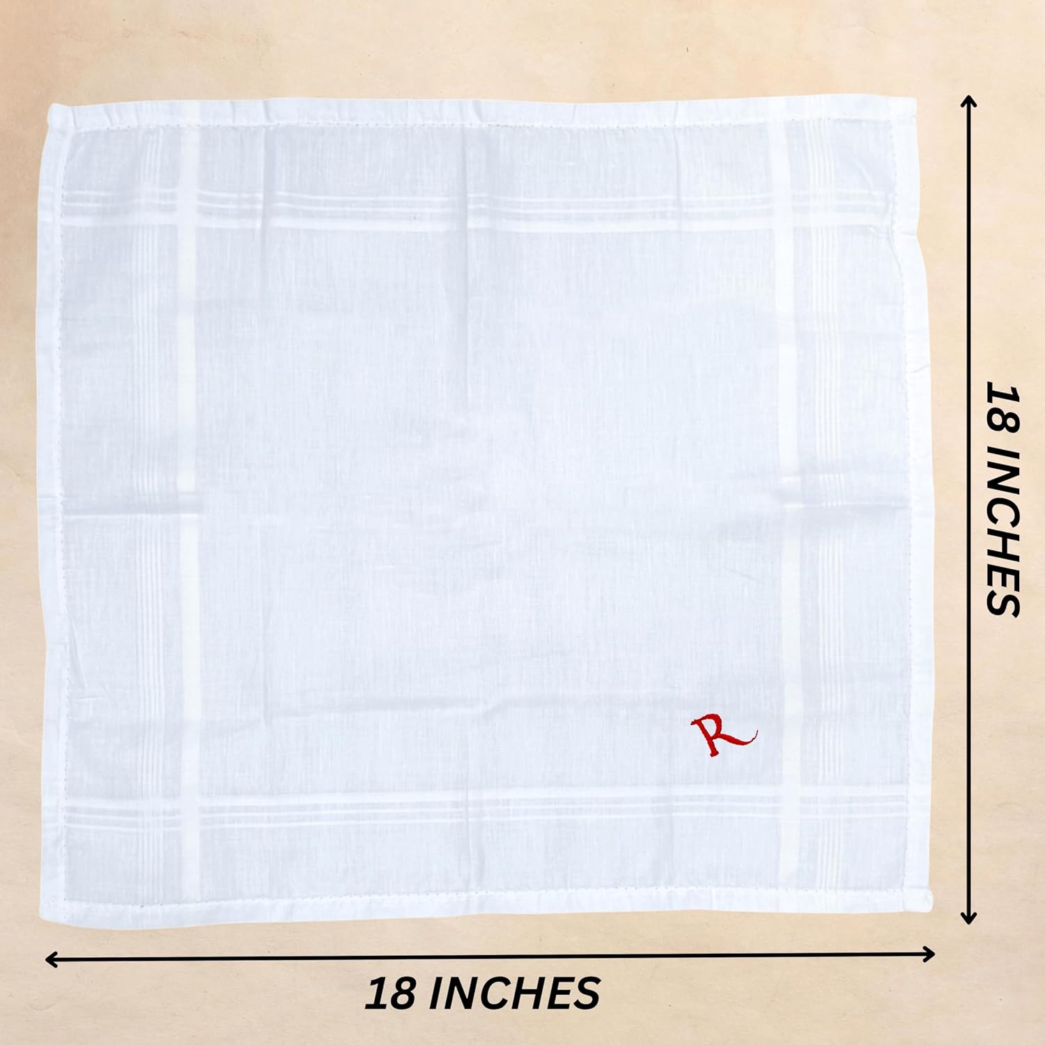 Monogrammed White Cotton Handkerchief for Men, Initial, 3-Pack