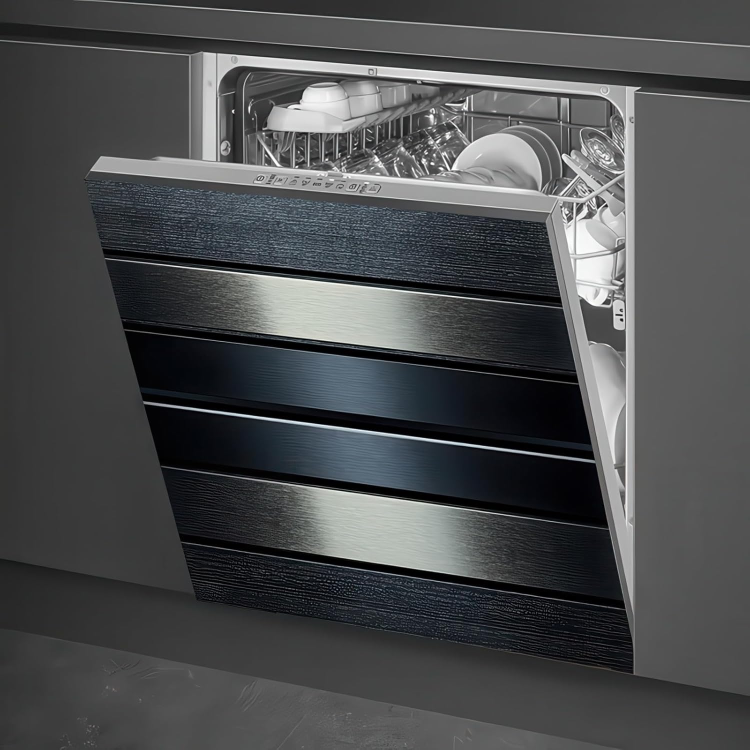 Metal Dishwasher Magnet Cover 23x26 In Stainless Steel Magnetic Dishwasher Cover for Kitchen Appliance Decoration Front Panel Sticker Rustic Fridge Door Cover Art Skin Panel Home Decor Decal