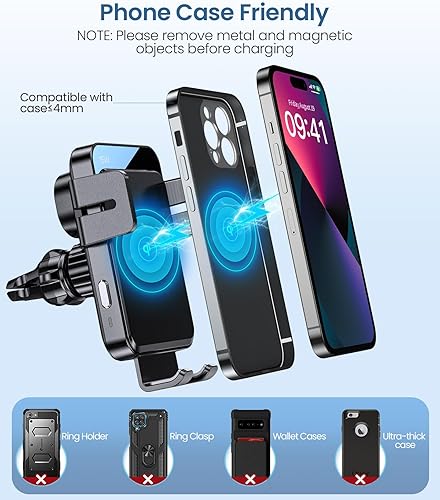 Miniatura 4 de MOKPR - Cargador inalámbrico para automóvil, soporte de brazo largo 3 en 1 para automóvil, 15 W, sujeción automática, para salpicadero, parabrisas,