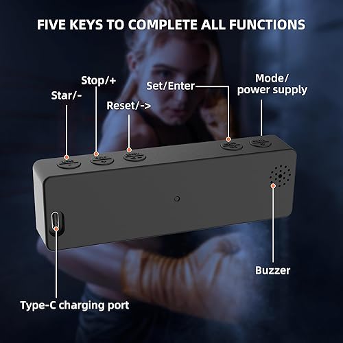 Miniatura 7 de Mini reloj portátil con temporizador de gimnasio, pantalla digital LED grande, imán potente, batería potente, cuenta arribaabajo, cronómetro,