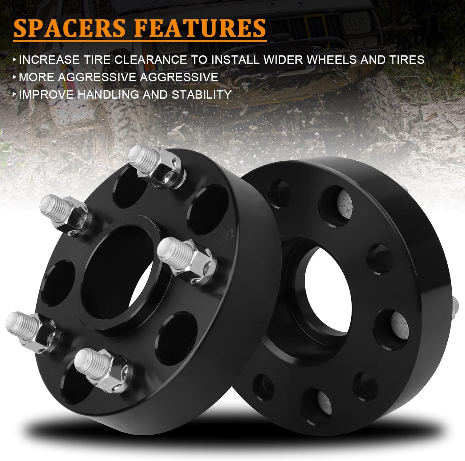 1.5in Wheel Spacers 5x5 to 5x5 5x127mm 2018-2019 for Jeep Wrangler JL Grand Cherokee 2011-2019 for Dodge Durango Hubcentric Spacers Hub Bore 71.5mm Thread Pitch 14x1.5